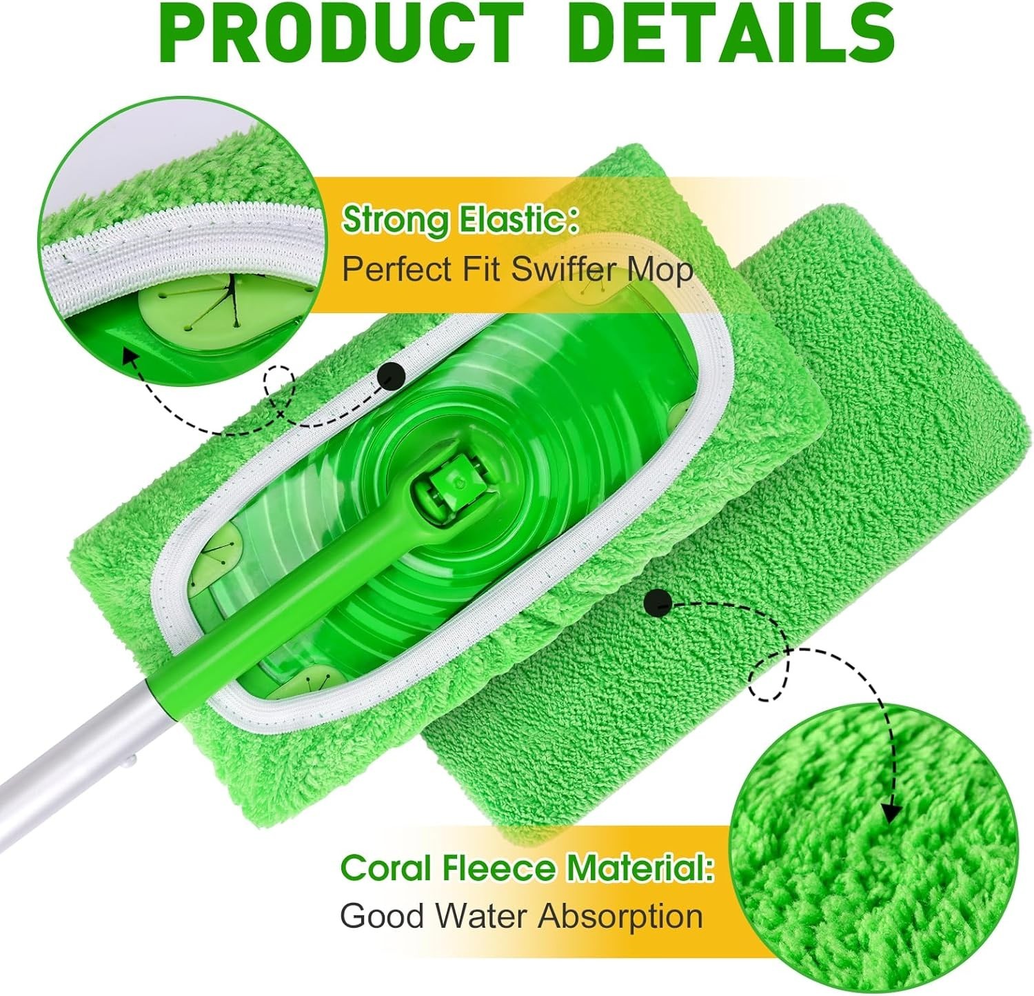 14 Reusable Microfiber Mop Pads – Eco-Friendly Washable Refills for All Floors
