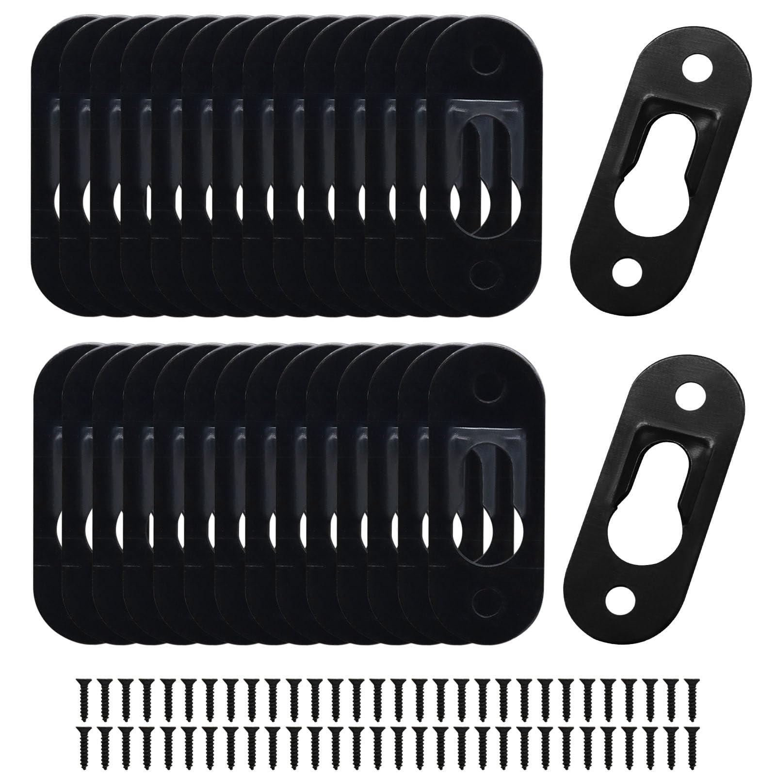 Black Keyhole Hangers, 30 Pack, Metal Hanging Bracket 1.65 x 0.63 in