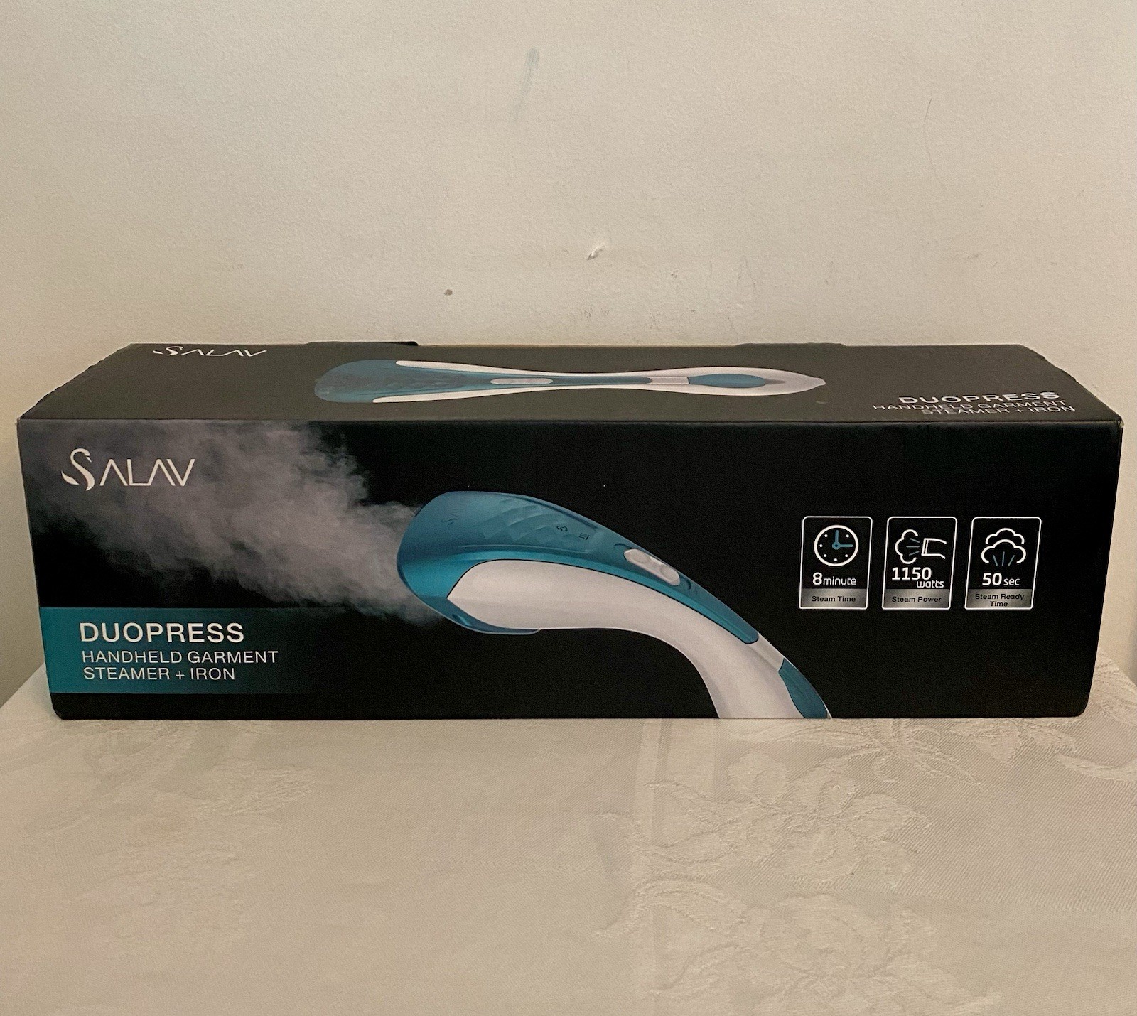 Salav Duo Press Handheld Garment Steamer and Iron Teal 1150W New NIB w/Accessory