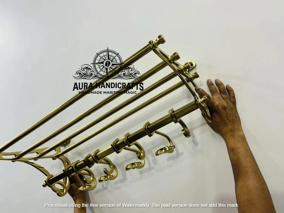 AURA Golden French rack Vintage Style Train Wall mounted Coat rack Halloween Gif