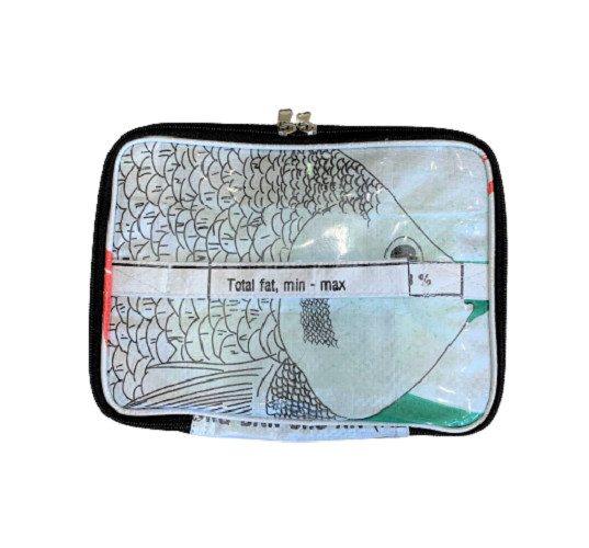 Fair Trade Fish Feed Bag Recycled Cosmetic Case or Lunch Box from Cambodia