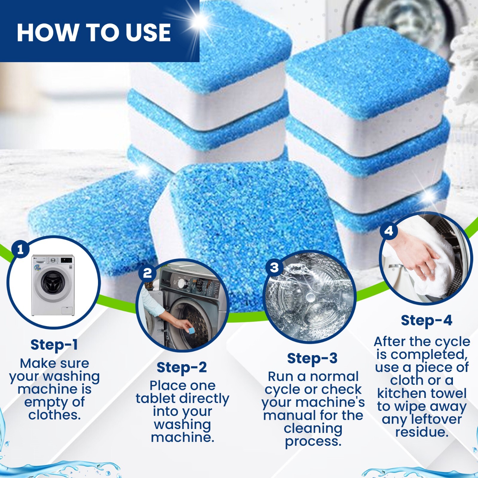 True Fresh Washing Machine Cleaning Tablets – 25 Solid Deep Cleaning Tablets