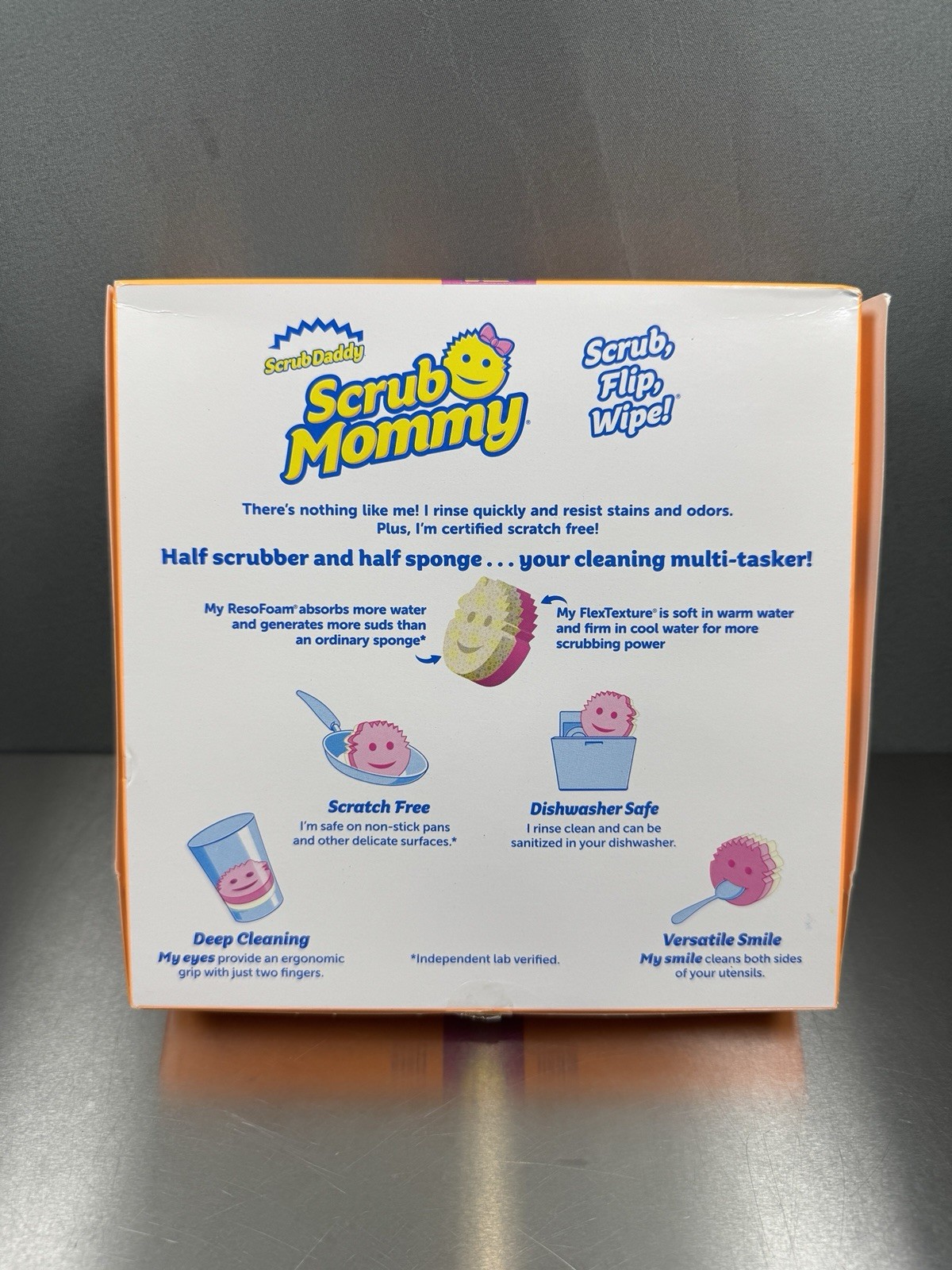 4 Pack Scrub Mommy Dual Two Sided Sponge and Scrubber Multi Task Happy Face New