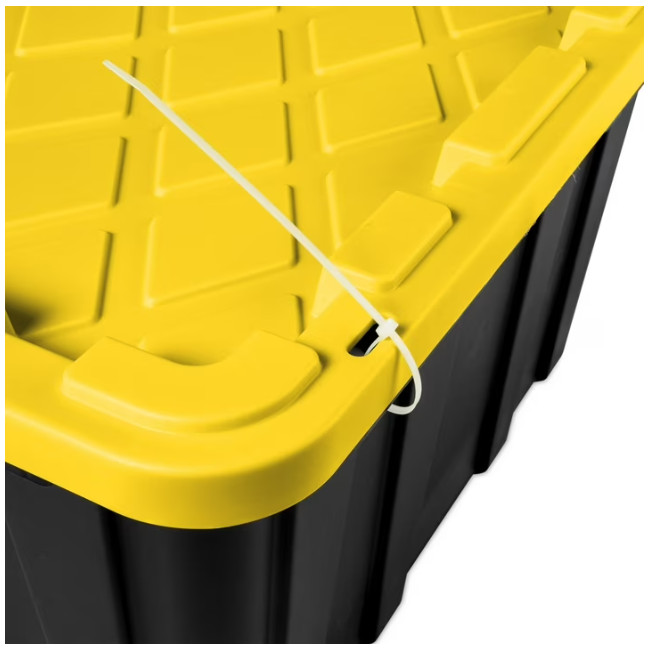 Sterilite 27 Gal Storage Tote Snap-On Lid Black/Yellow 6 Pack