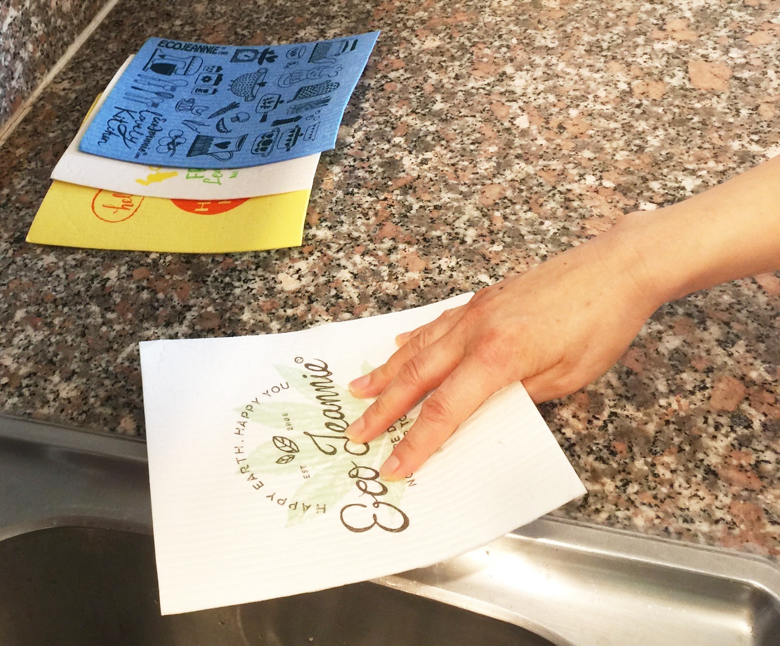EcoJeannie Eco-Friendly Cleaning Cloth 100% Biodegradable Cellulose Sponge Cloth