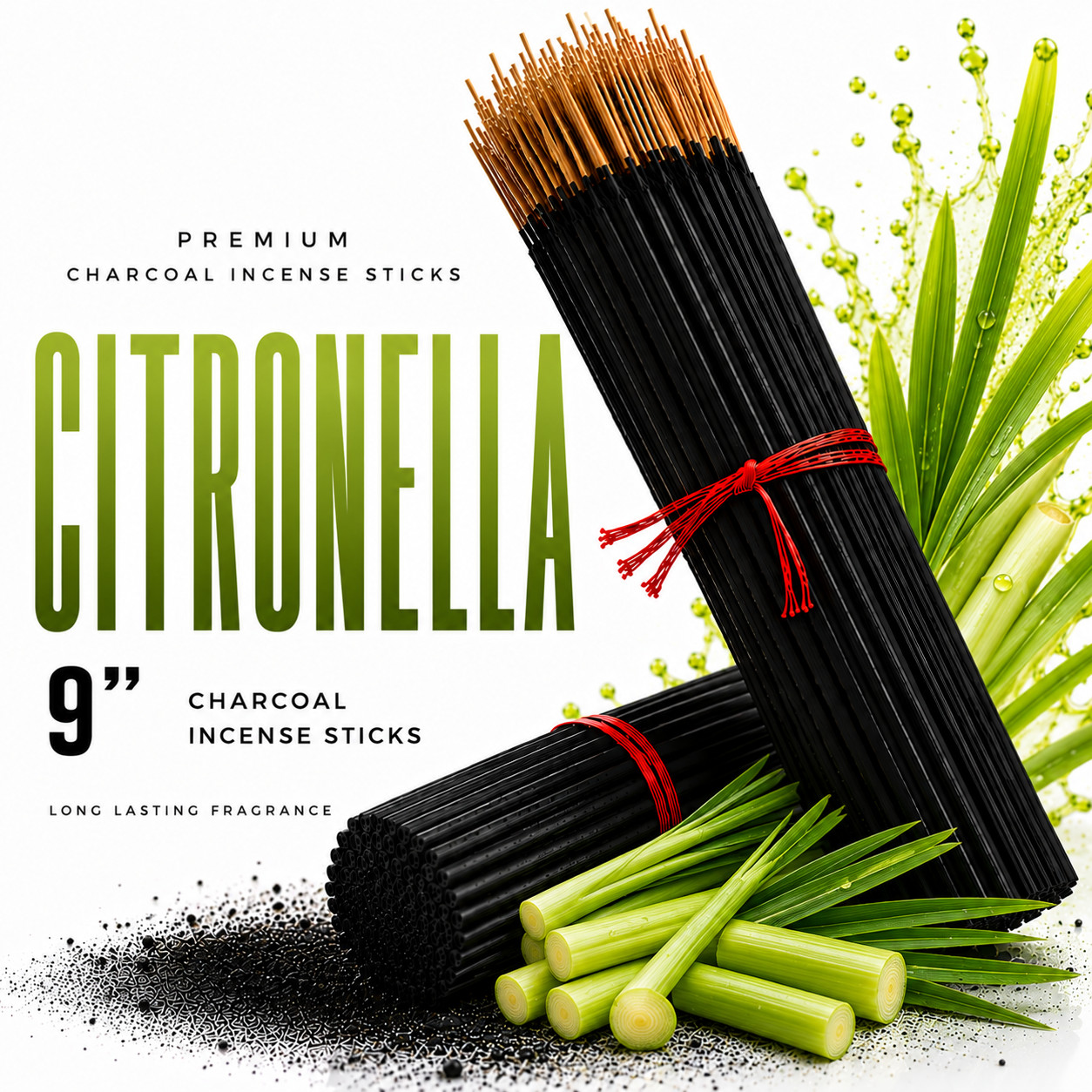 Incense Sticks 9″ Bulk Citronella Charcoal Hand Dipped Long Lasting USA Made
