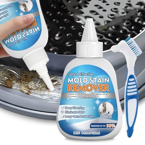 Mold Stain Remover Gel for Washer Seal & Bathroom Grout – No Scrub Deep Cleaner