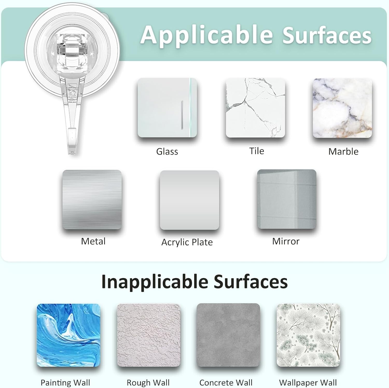 Minimalist 4-Pack Clear Suction Hooks – Perfect for Shower & Home Essentials
