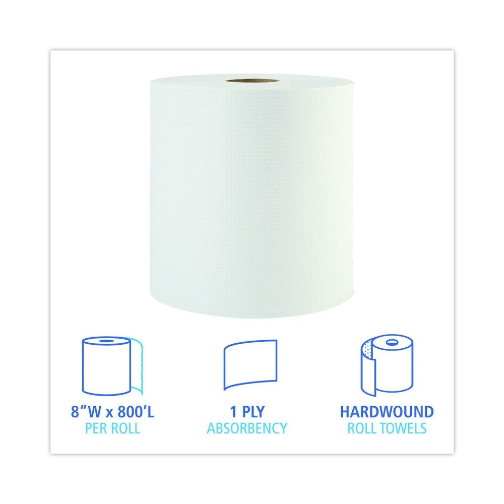 Boardwalk 6254B 8″ x 800′ 1-Ply Hardwound Paper Towels – White (6/Carton) New