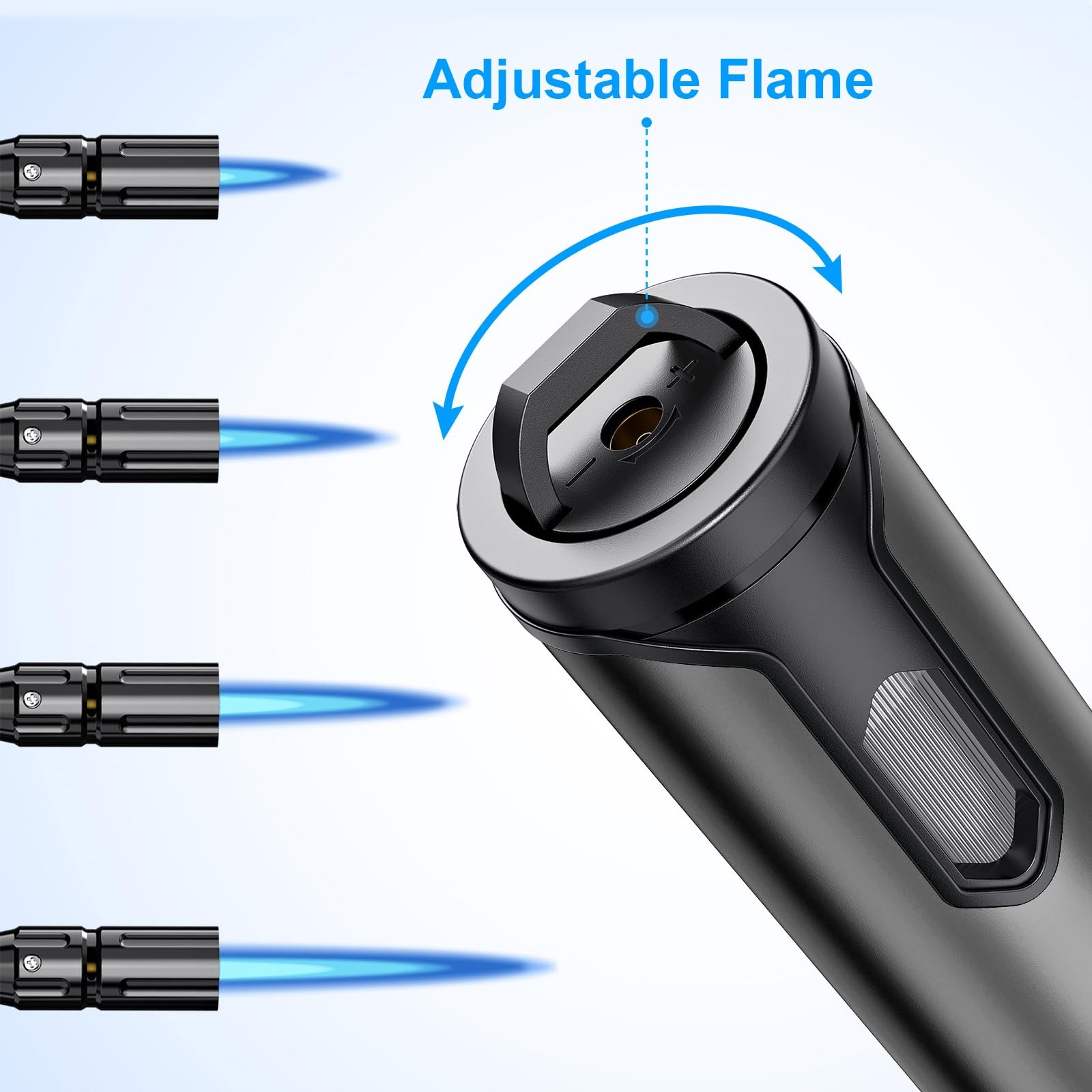 TOPKAY Torch Lighter Refillable Butane Long Flexible One Size, Black