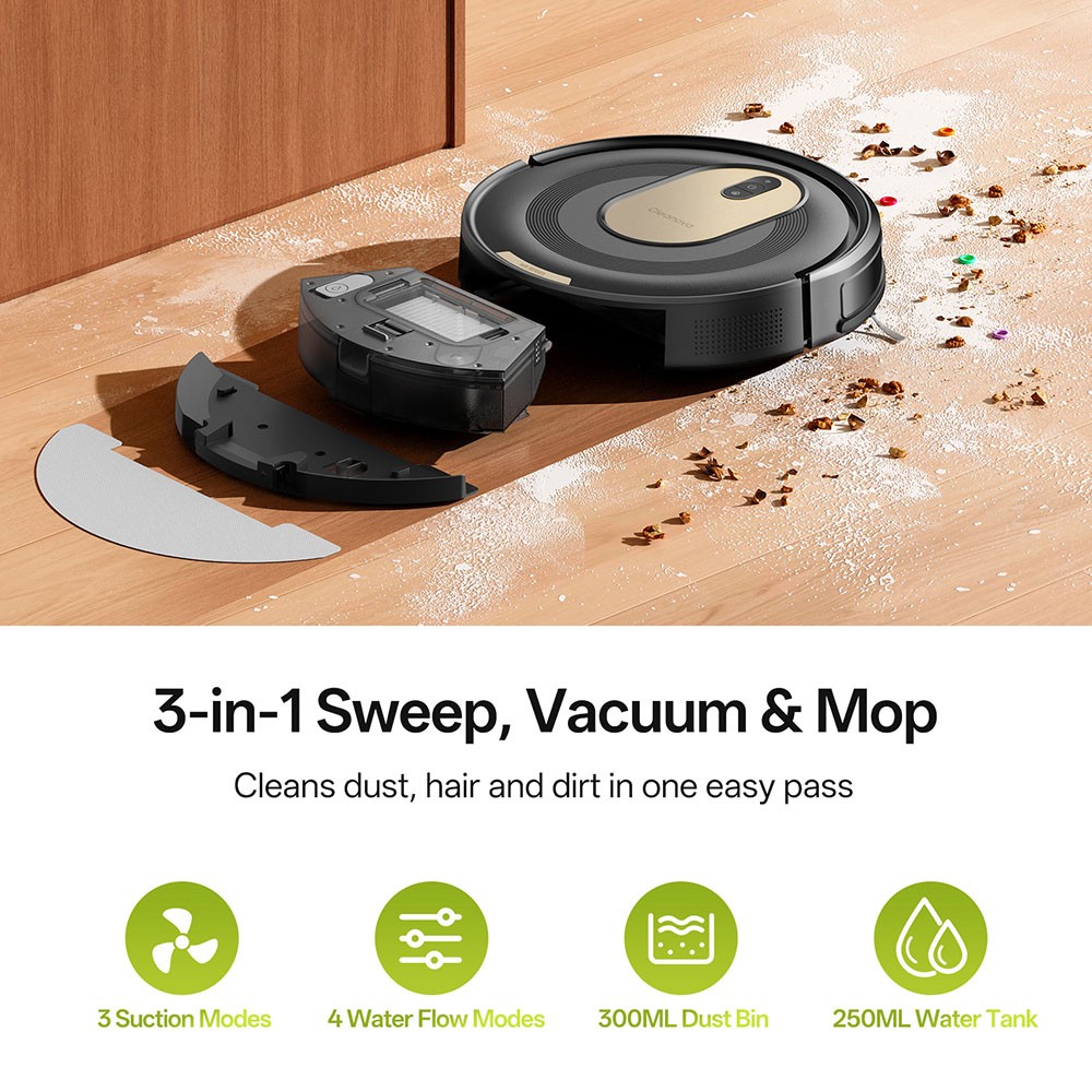 Vactidy W8 Robot Vacuum and Mop 5000Pa Suction,150-Min Runtime,App/Voice Control