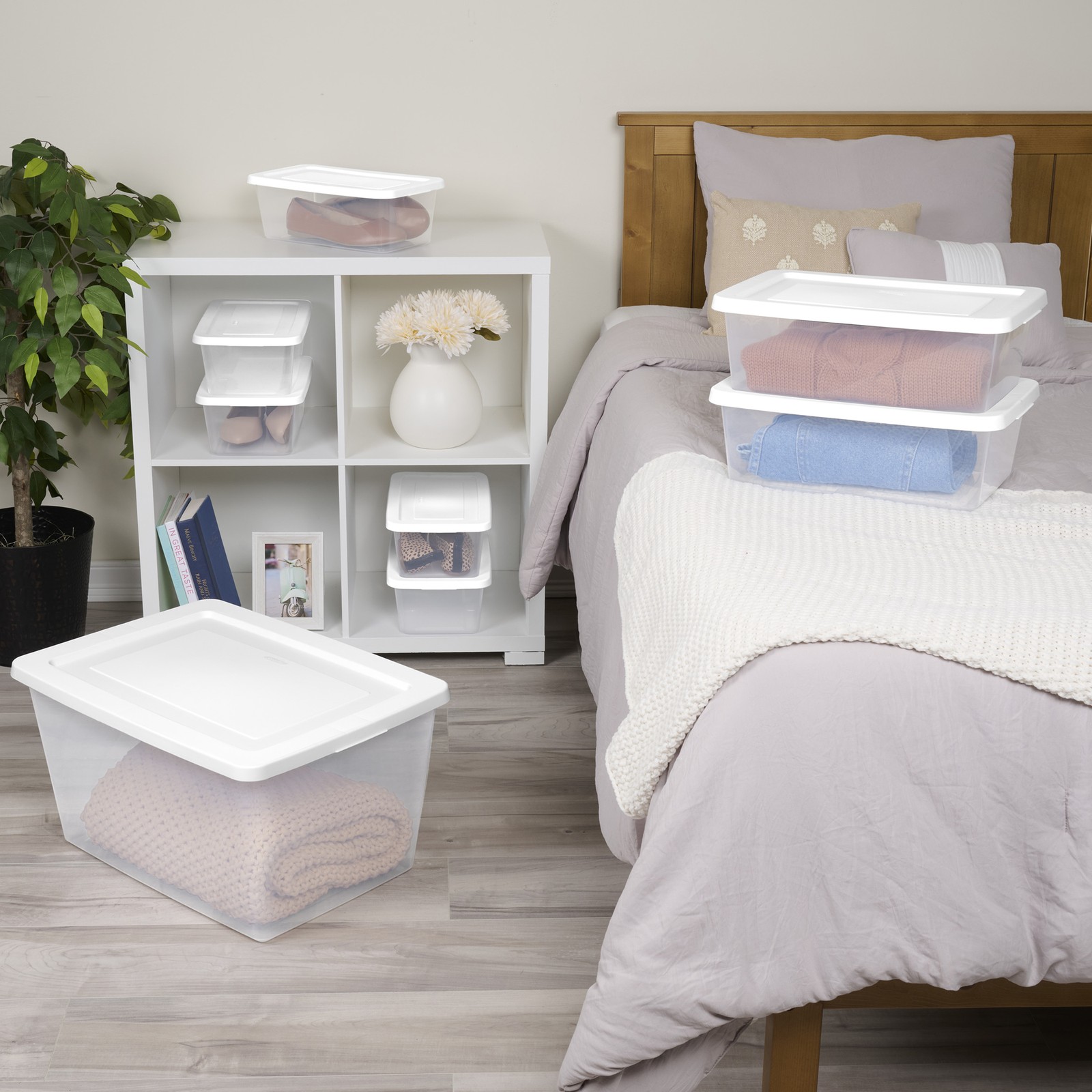Sterilite 12Qt Storage Box, Stackable Plastic Container, Home Organizer, 12 Pack