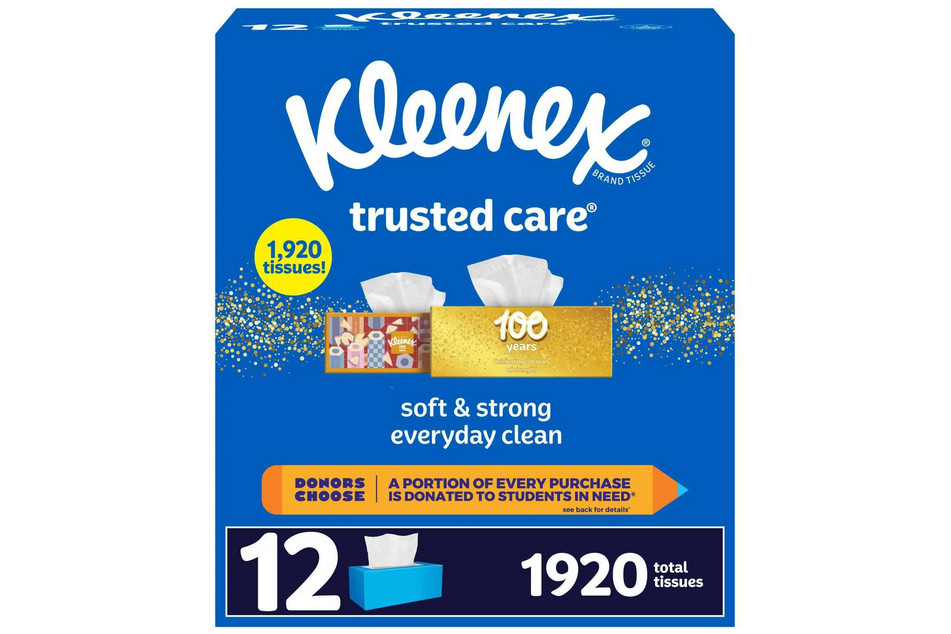 Kleenex Trusted Care Facial Tissues 2-Ply 12 Boxes 160 Count Each