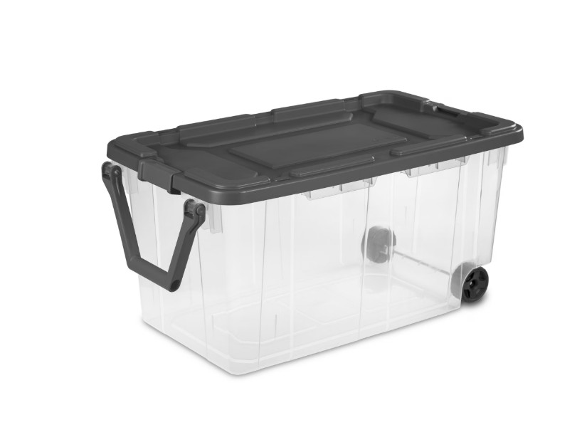 Sterilite 160 Qt Wheeled Storage Bin Clear w/ Latch Lid Heavy Duty Gray