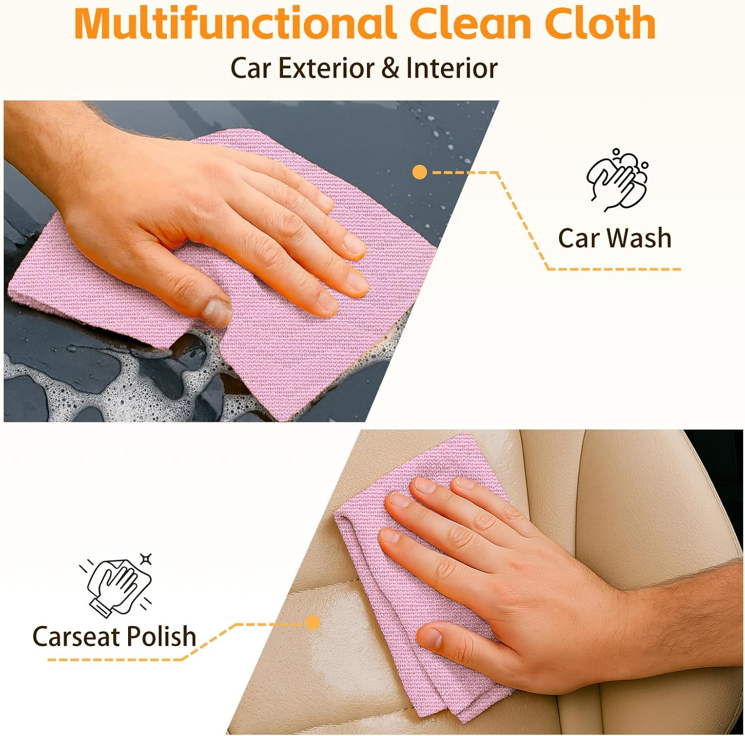 Viraelive Microfiber Cleaning Cloth Roll, 50 Pack, Pink Wave, 12″x12″ | Super…