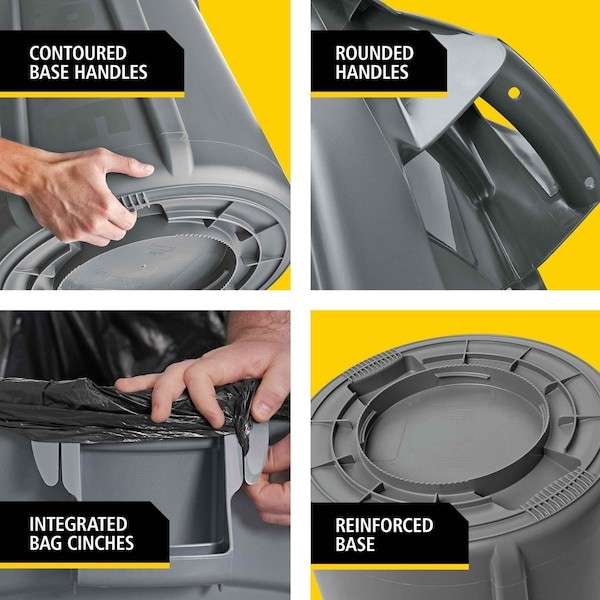 Rubbermaid Commercial Fg262000yel 20 Gal. Polyethylene Round Trash Can, Yellow