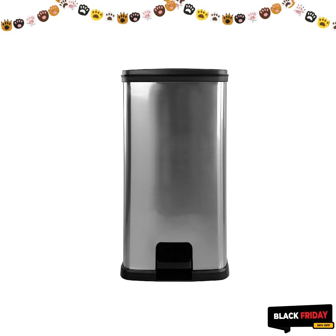 Mainstays Kitchen Trash Can, 13.2 Gallon Plastic Step Garbage Bin,Lid, Silver