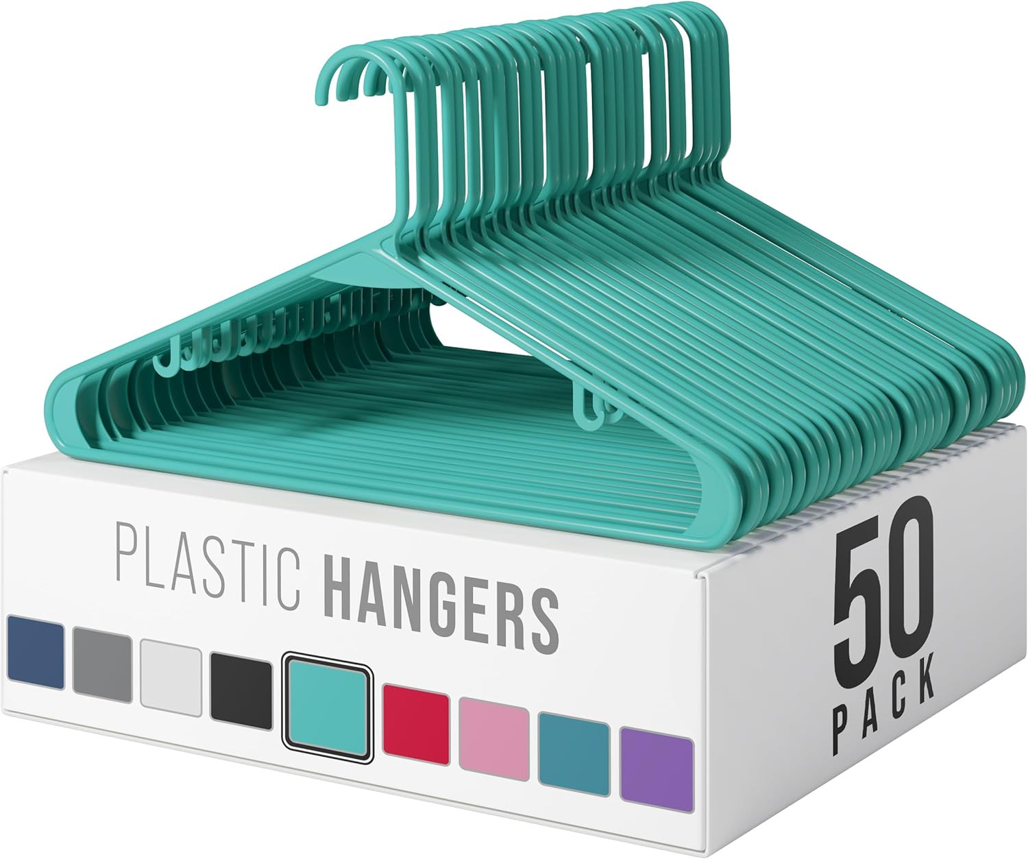 Plastic Hangers 50 Pack Aqua – Clothes Hangers – Makes the Perfect Coat Hanger a