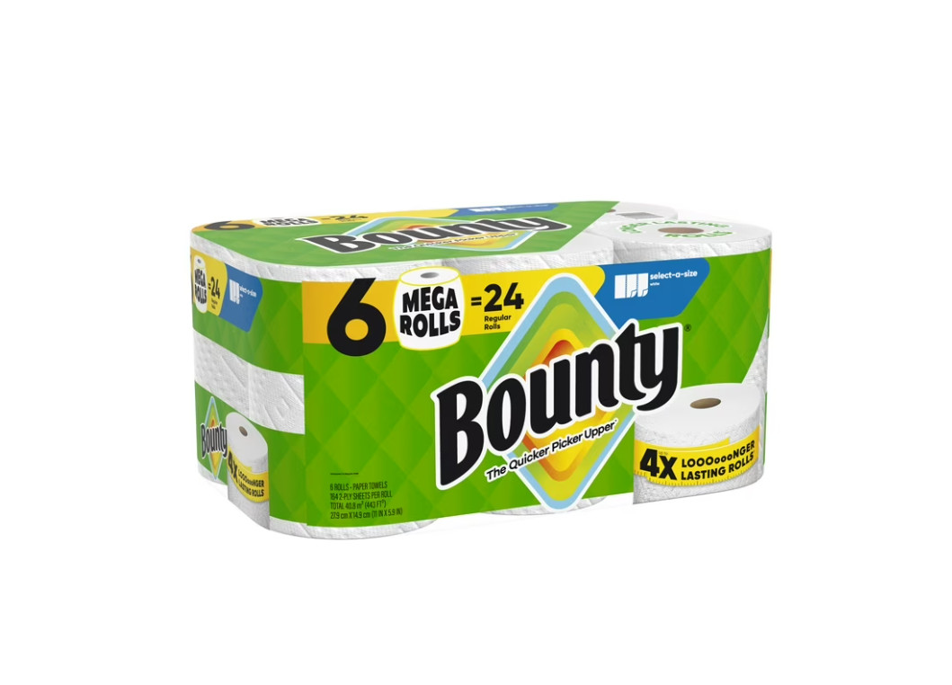 Bounty Paper Towels Select-A-Size White, 6 Mega Rolls