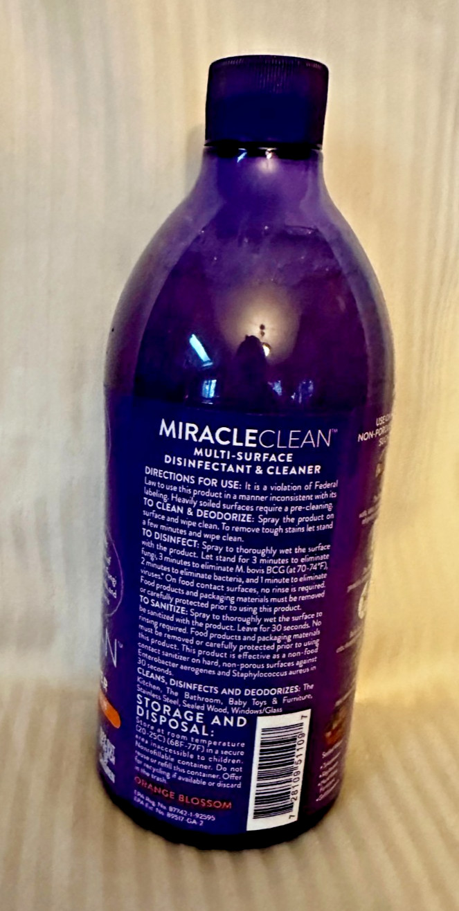 NEW! JOY MANGANO MIRACLE CLEAN MULTI CLEANER ORANGE BLOSSOM 28 OZ + 2 – 3.4 OZ