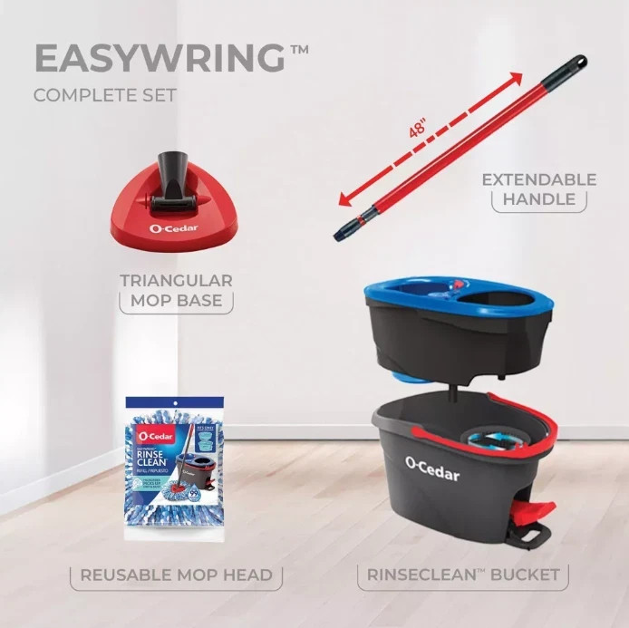 O-Cedar RinseClean Clean Water Spin Mop and Bucket System Clean with Clean Water