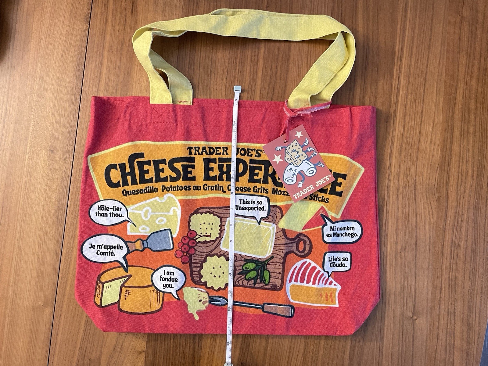 Trader Joe’s Cheese Experience Reusable Canvas Shopping Bag Red Yellow Pop Art