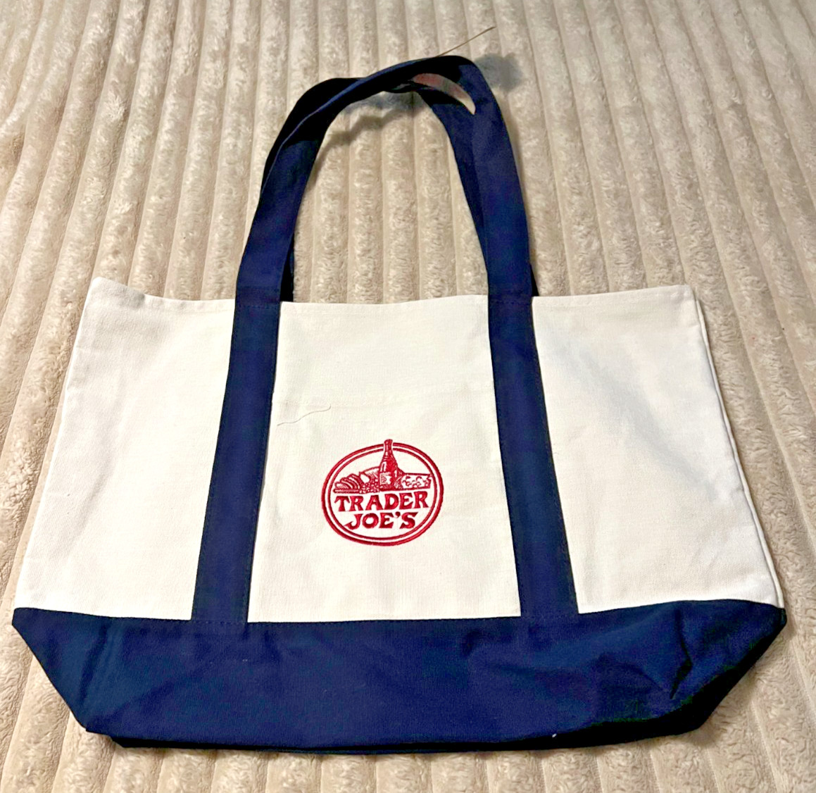 TRADER JOE’S CANVAS TOTE BAG-NAVY BLUE-NWT!