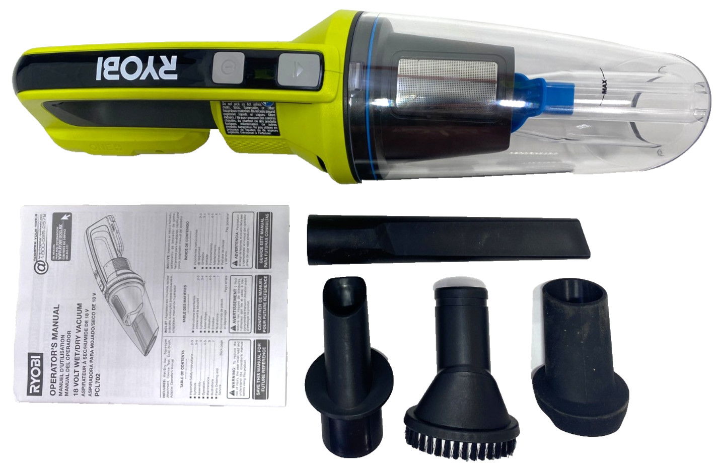 Used Ryobi ONE+ 18V Cordless Wet/Dry Hand Vacuum (PCL702 Bare Tool) Tested Works