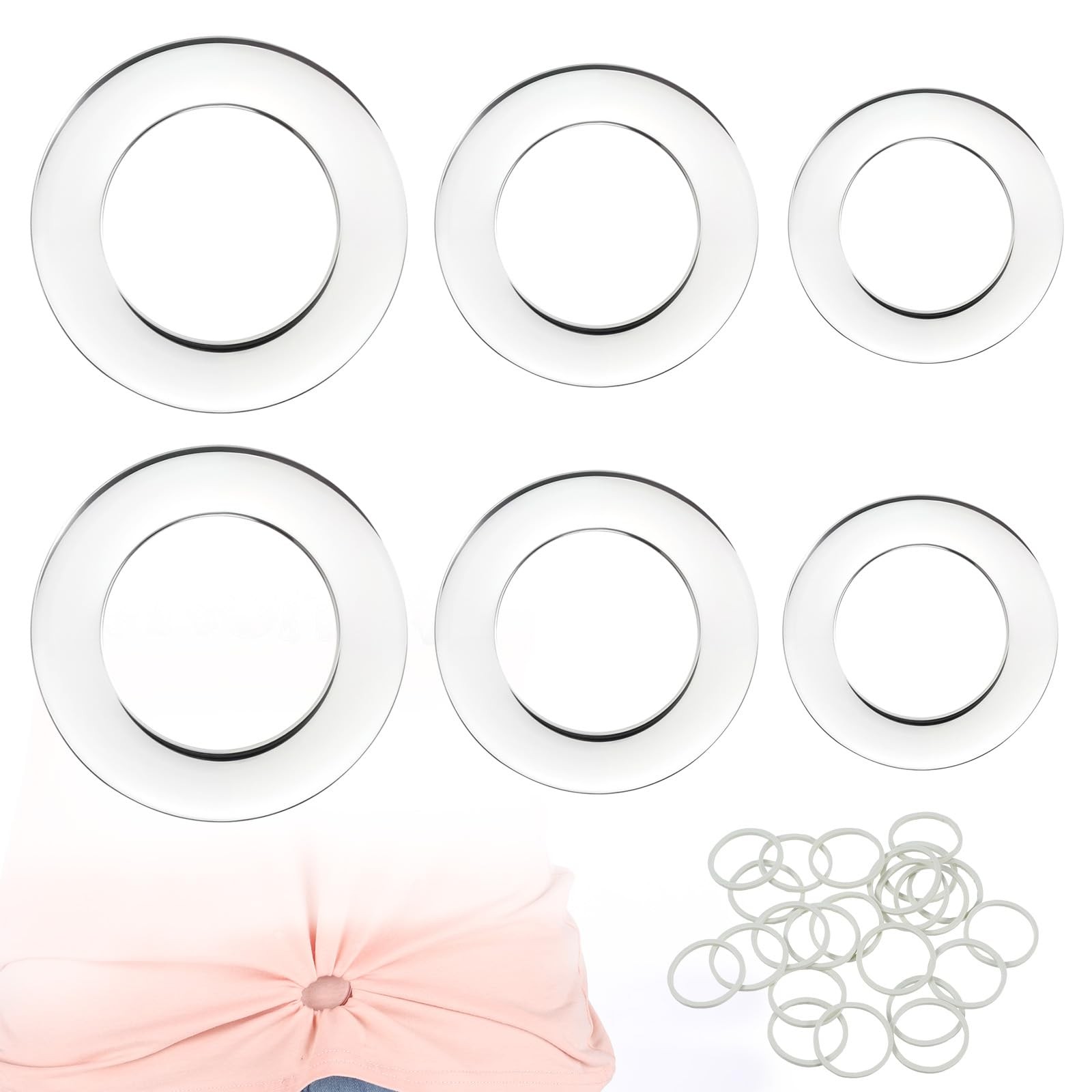 6 Rings Acrylic Clothing Cinch Clips for Women, Clip Transparent