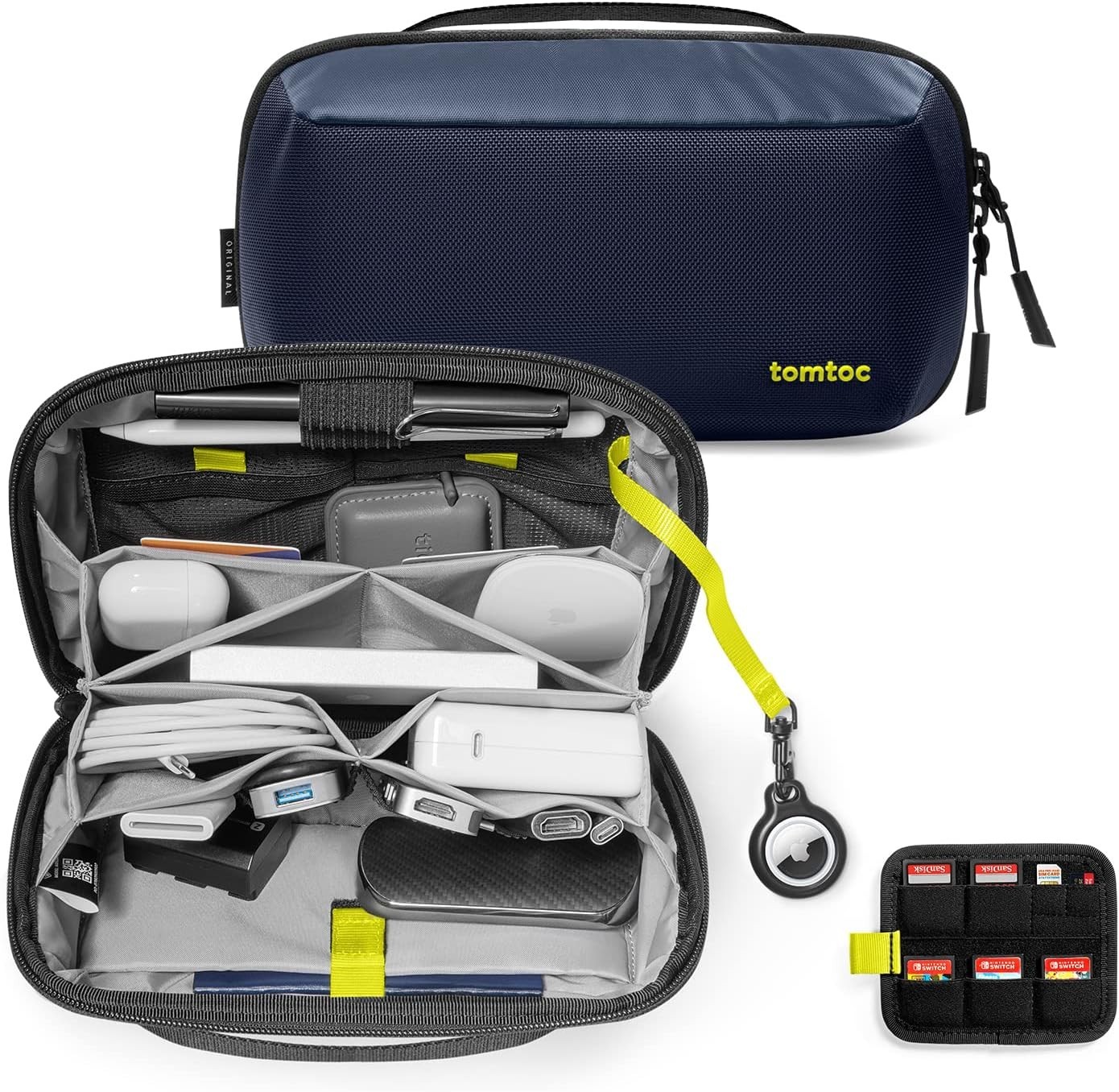 Tech Accessory Storage Bag with Removable Card Slots and Water-Resistant Design