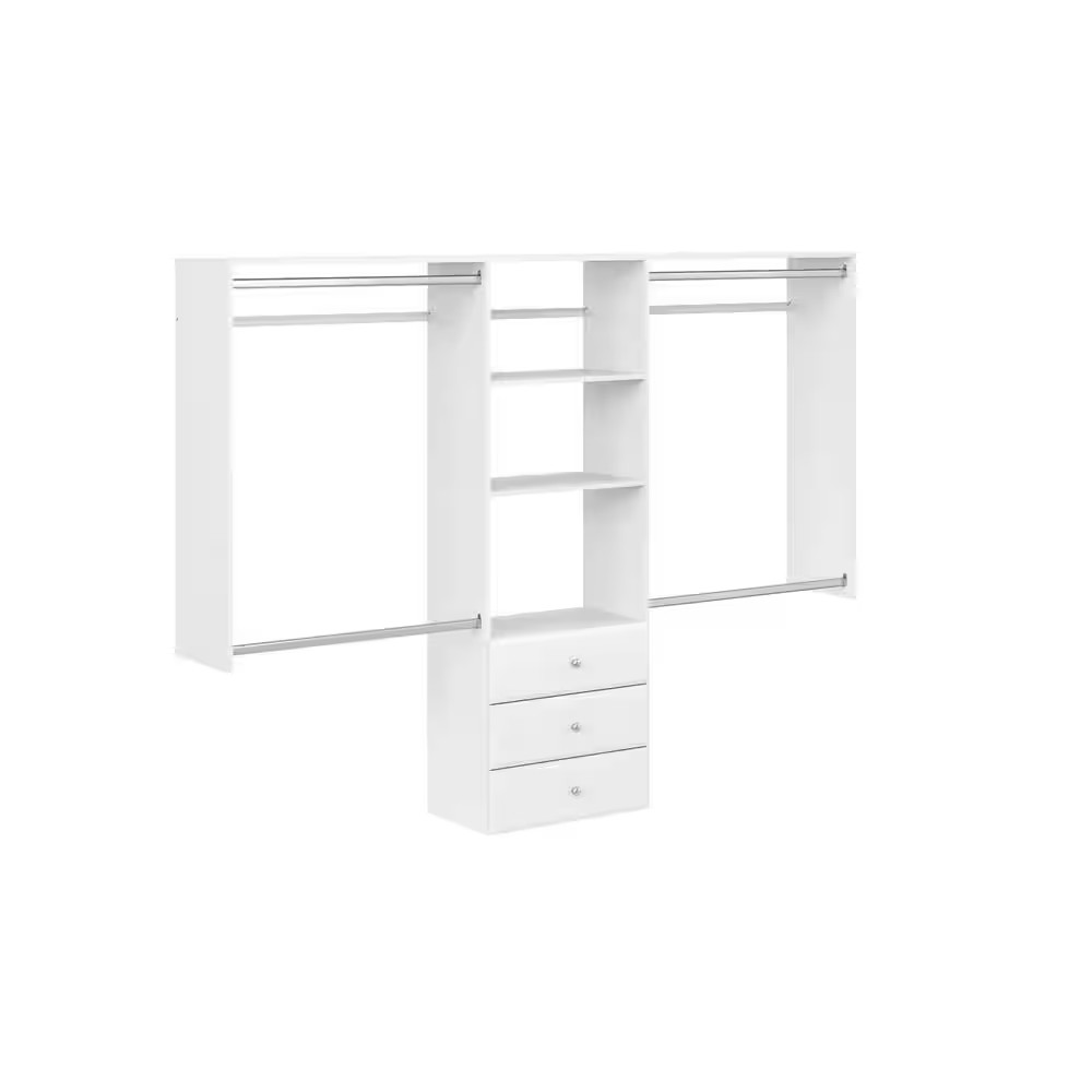 Premium 60 In. W – 96 In. W White Wood Closet System