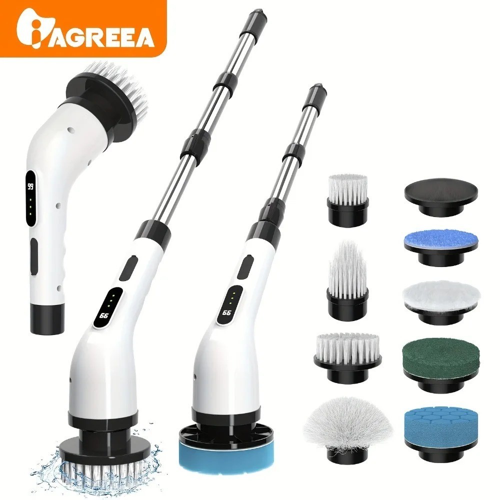 9-in-1 Electric Spin Scrubber Cordless Rechargeable Power Cleaning Brush Bathroo