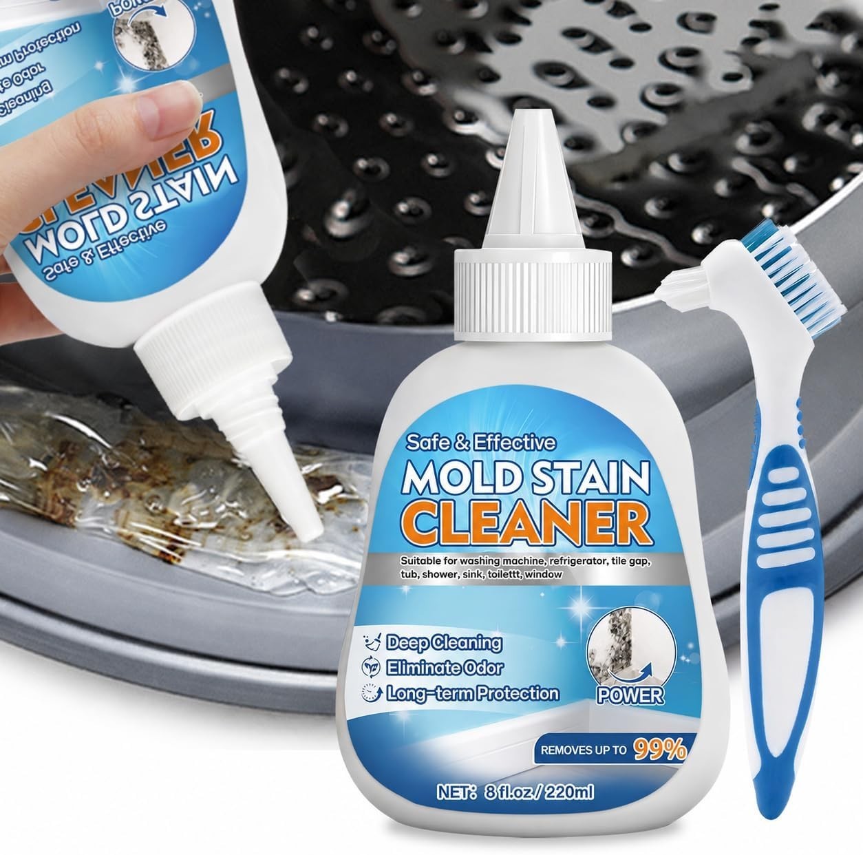 Household Stain Cleaner for Washer Seal | Reaches Crevices, Caulk Seams, Rubb…