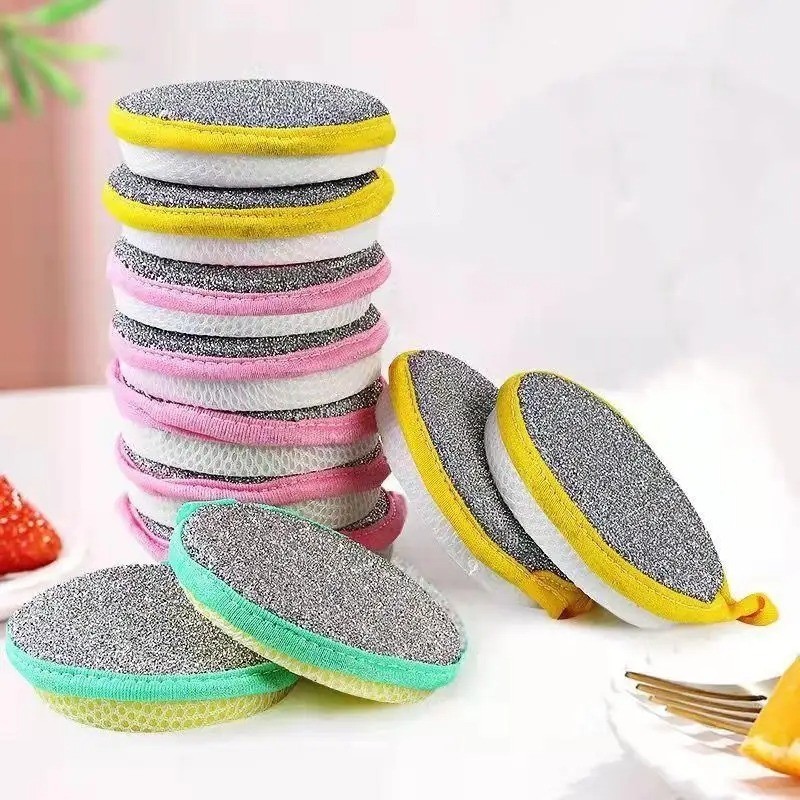 Double-Sided Dishwashing Sponges Scouring Pads Kitchen Cleaning Reusable Pack