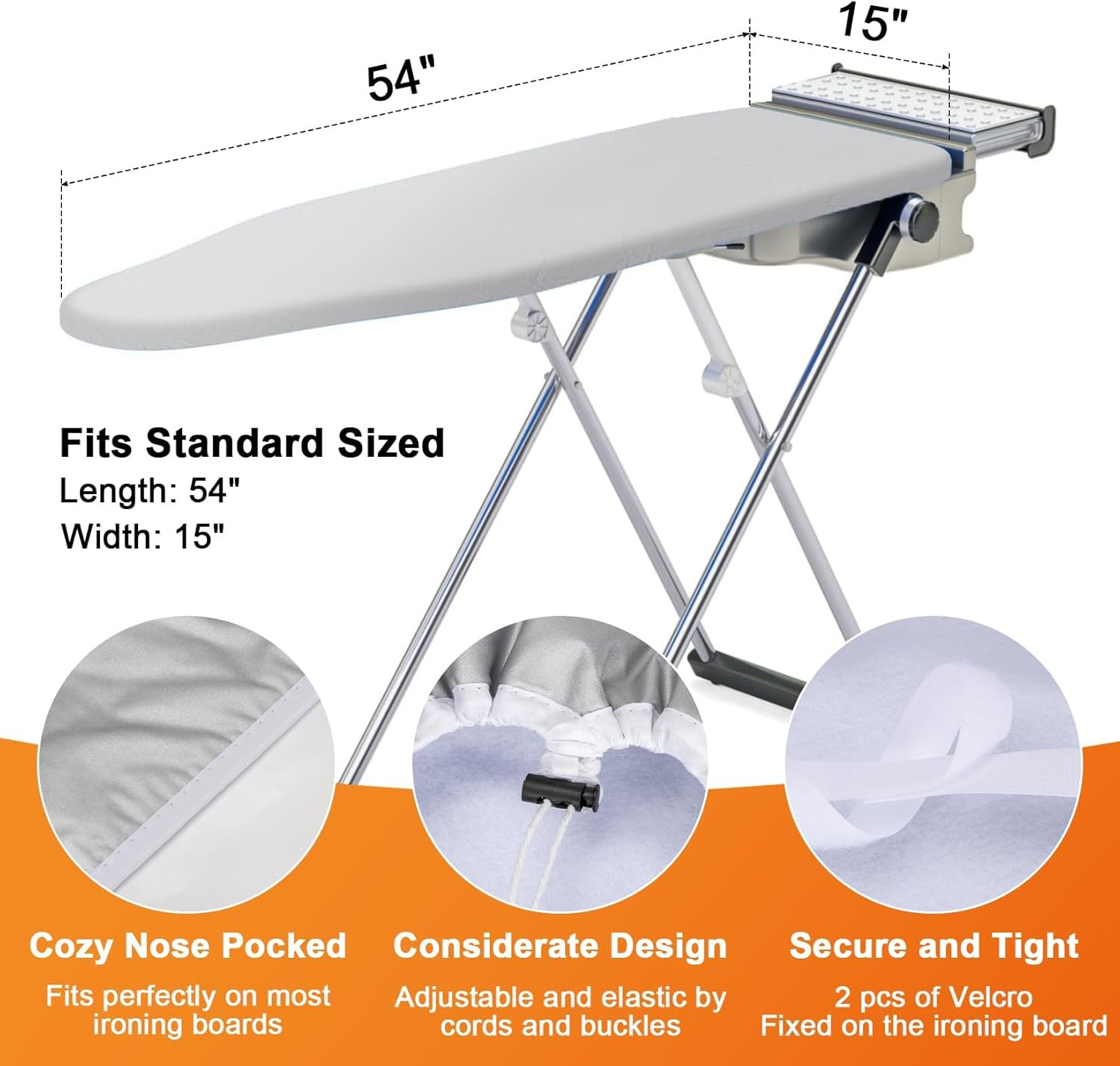 Ironing Board Cover Pad – Standard Size 15×54 Inch Iron Board Cover | 3mm Thick