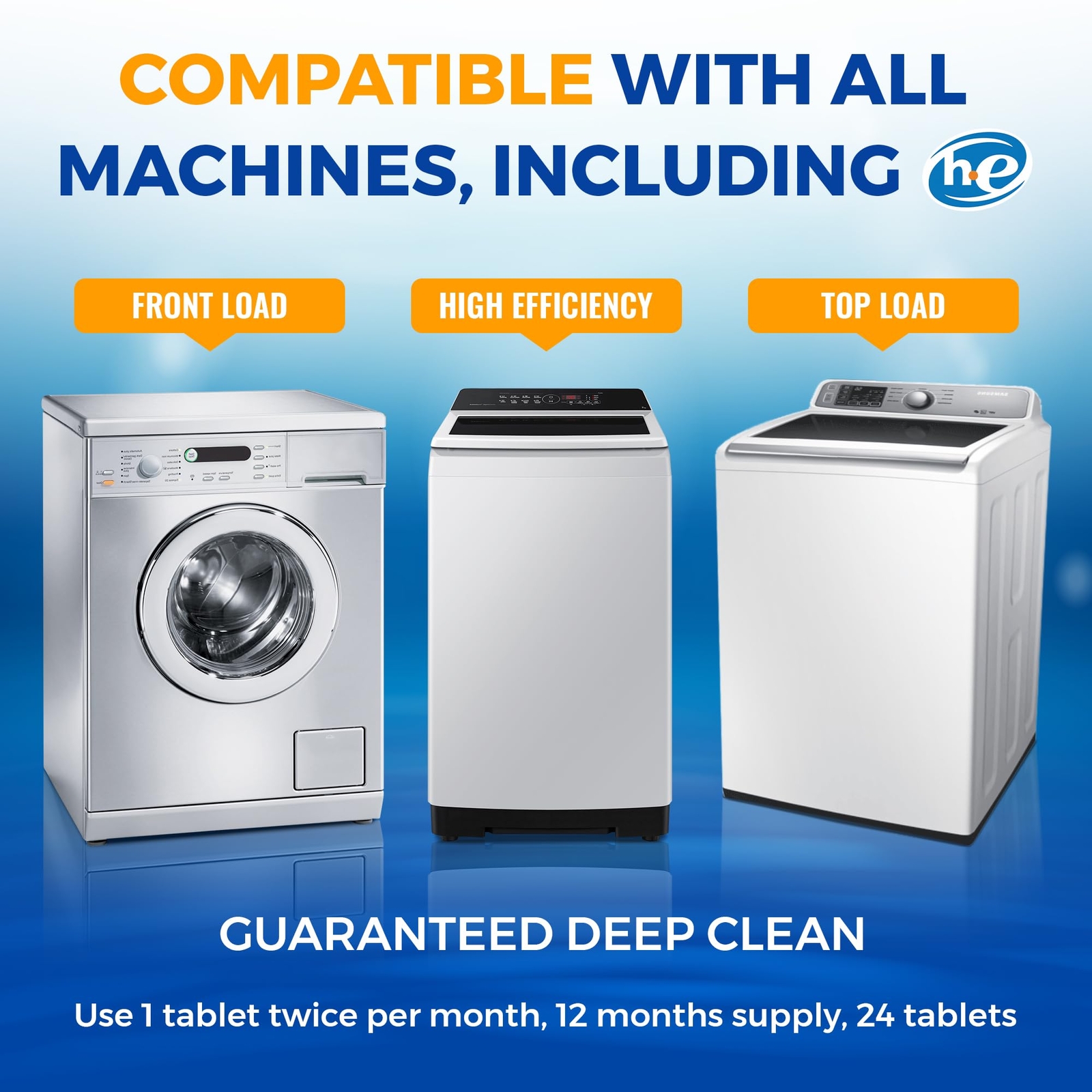 Bastion Washing Machine Cleaner, Deodorizer, & Descaler 6-Pack – 3 Month Supply