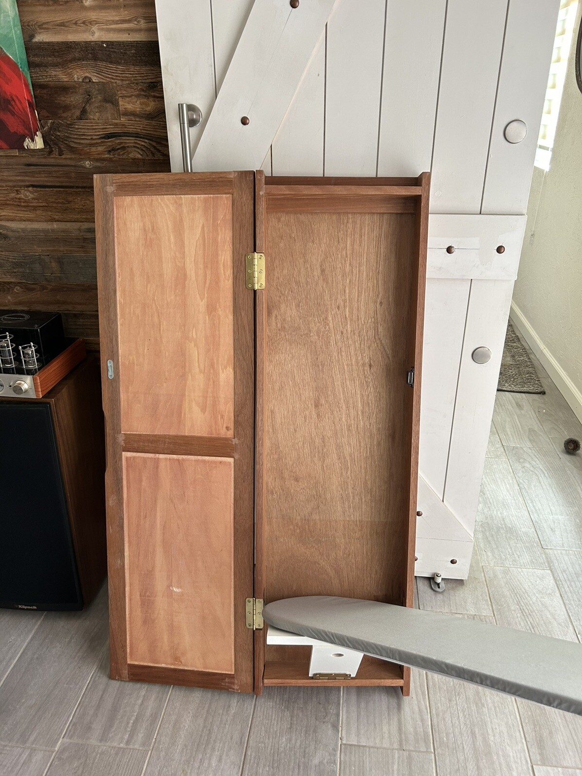 Wall Mount Hideaway Ironing Board Wood Cabinet