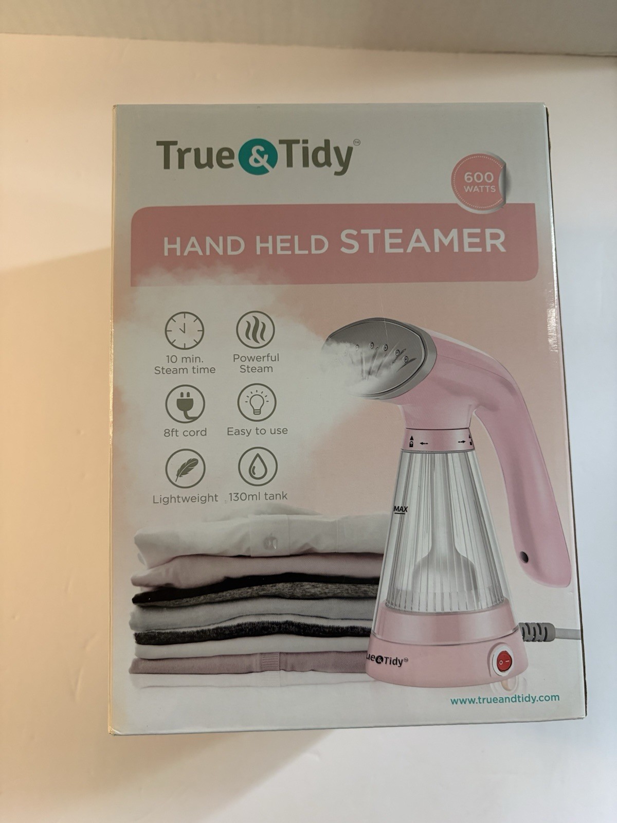 True & Tidy HandHeld Steamer TS-20 Stainless Steel Nozzle+Fabric Brush 600 Watts