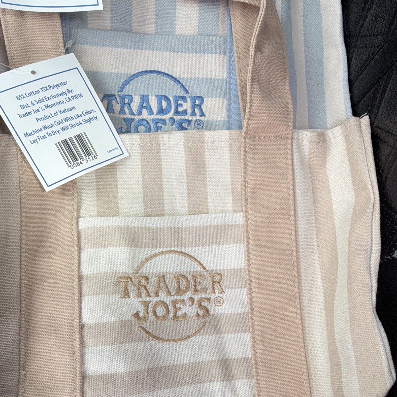 Trader Joe’s Striped Mini Canvas Tote Bag Multicolor Cotton/Polyester