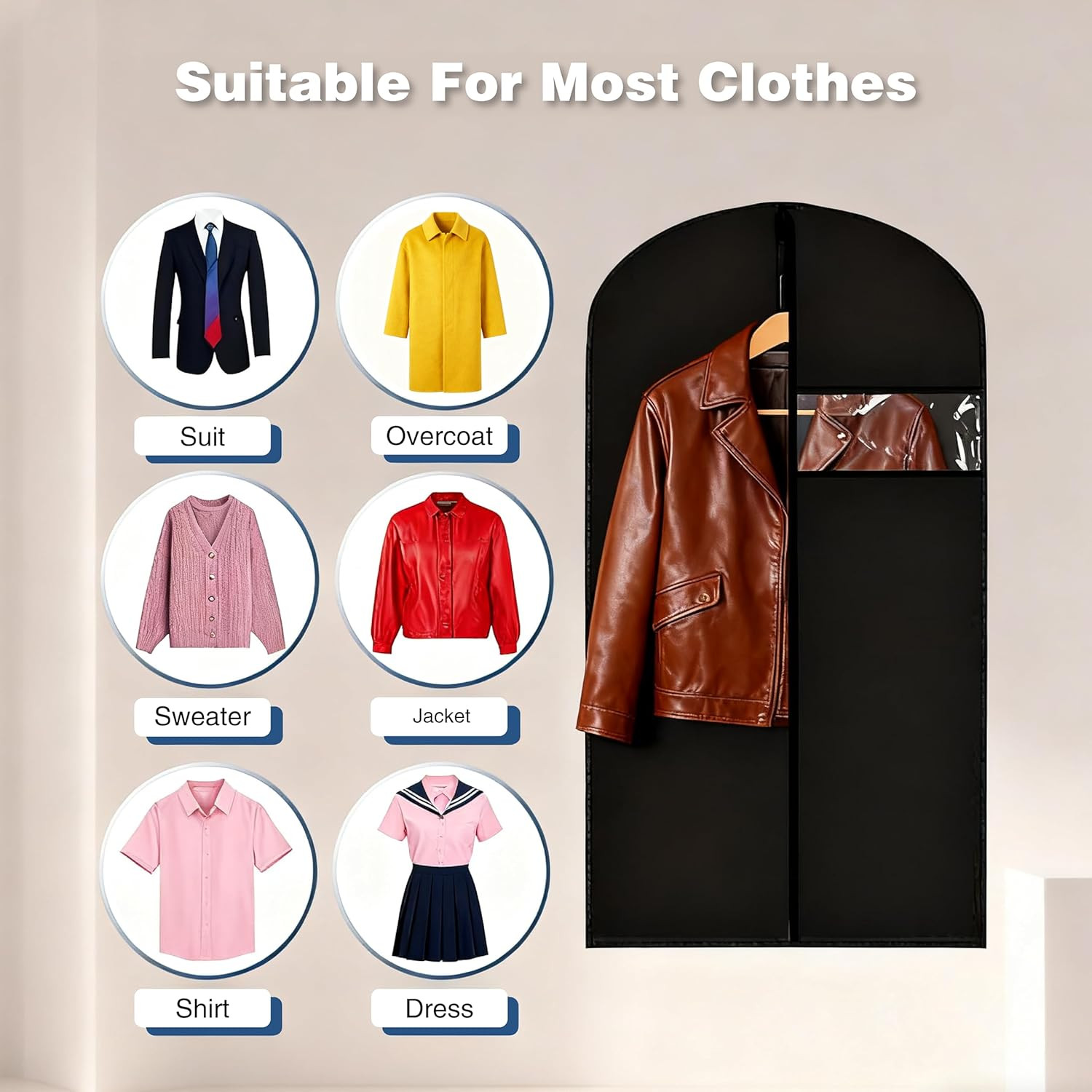 5Pcs Suit Travel Bag Garment Bag Long Dress For Hanging Clothes Carrier Cover US