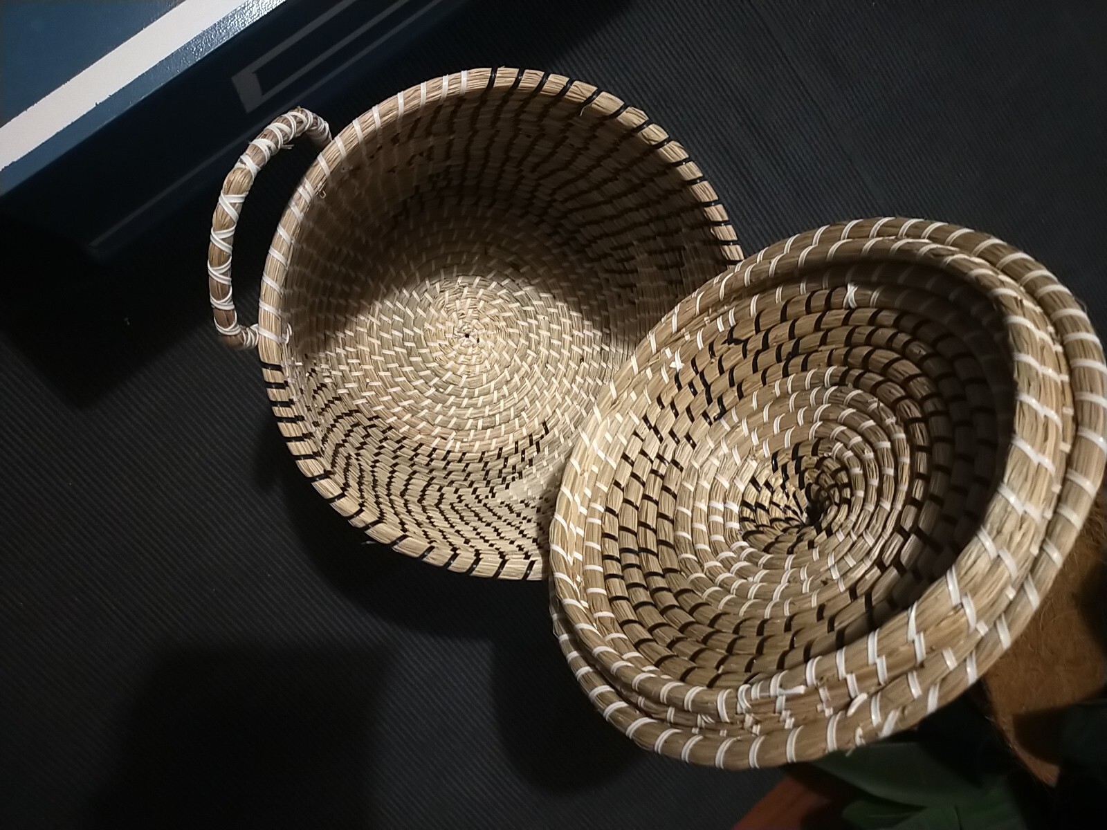 African Tribal Handwoven Laundry / Storage Lidded Basket 39cmH X 33cm© BoHo
