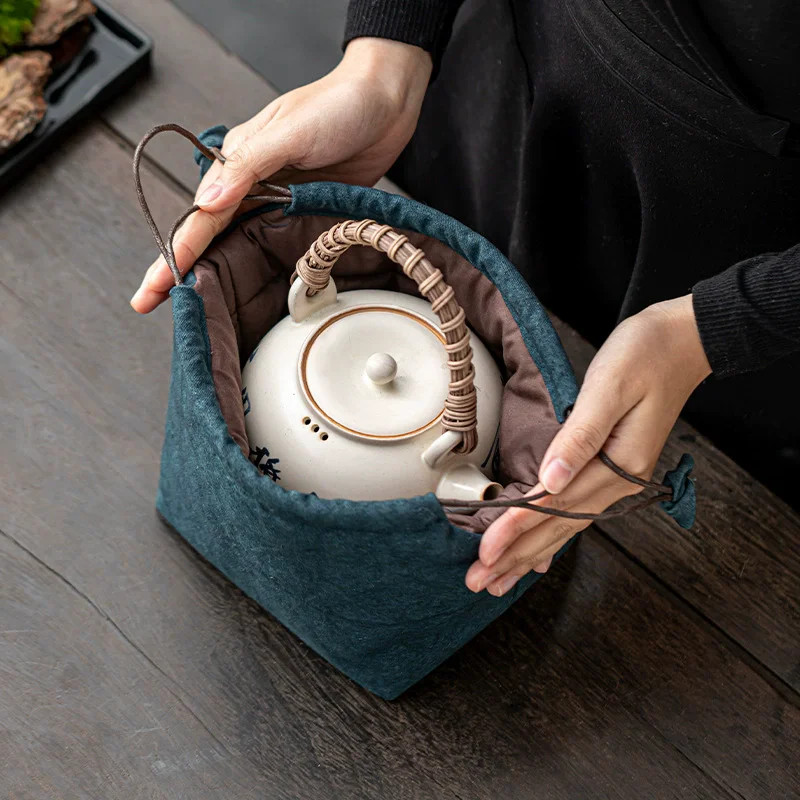 18cm Thickened Portable Travel Storage Pouch Teaset Storage Bag Shockproof Pouch