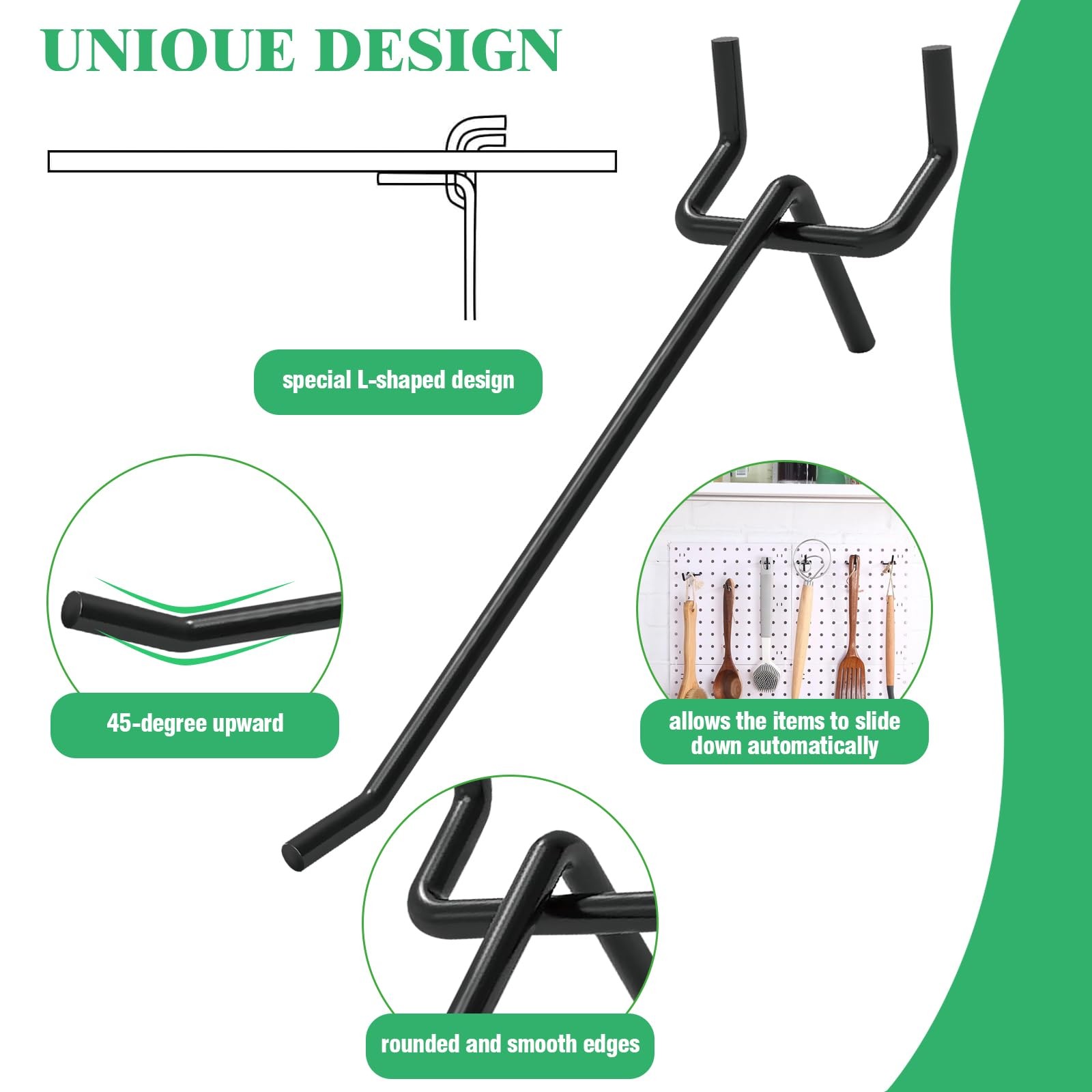 50Pcs 4″/10CM Pegboard Hooks Assortment Set, Metal Peg Board Hooks with 2.5mm…