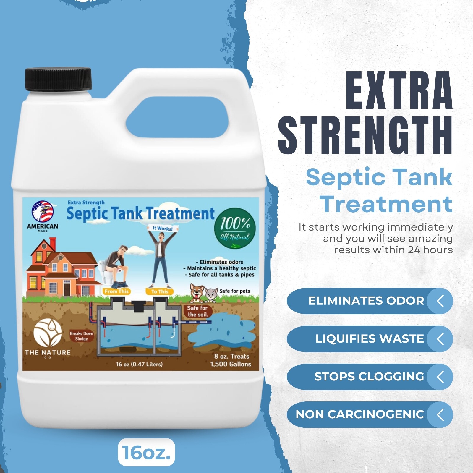 All Natural, Extra-Strength Septic Tank Treatment – Eliminates Odor!! 3 Pack!!