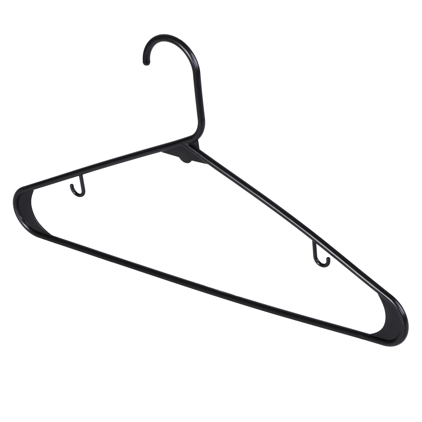 100 Pack Black Plastic Hangers Standard Thick Clothes Hangers with Double Hooks