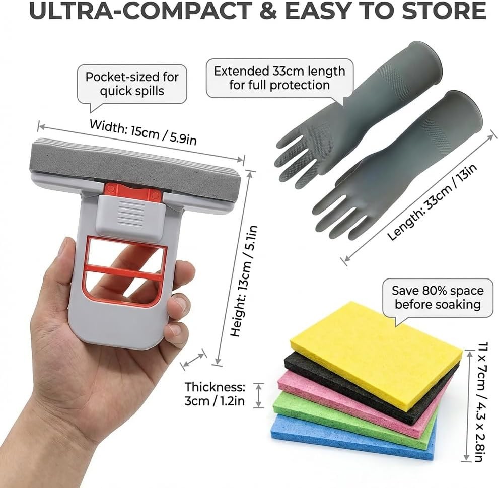 Self Squeeze Small Sponge Mop | 15cm Sponge Portable Mini Mop for Kitchen
