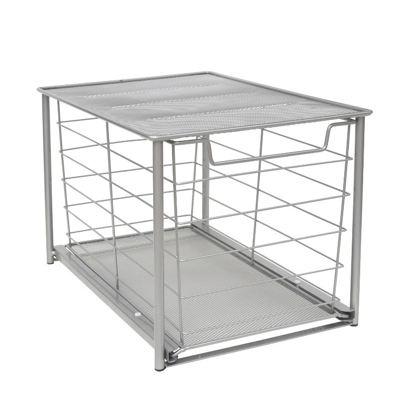 Mainstays Large Stackable Slide-Out Drawer Organizer, Nickel, 15″ x 10 ” X 9.3″