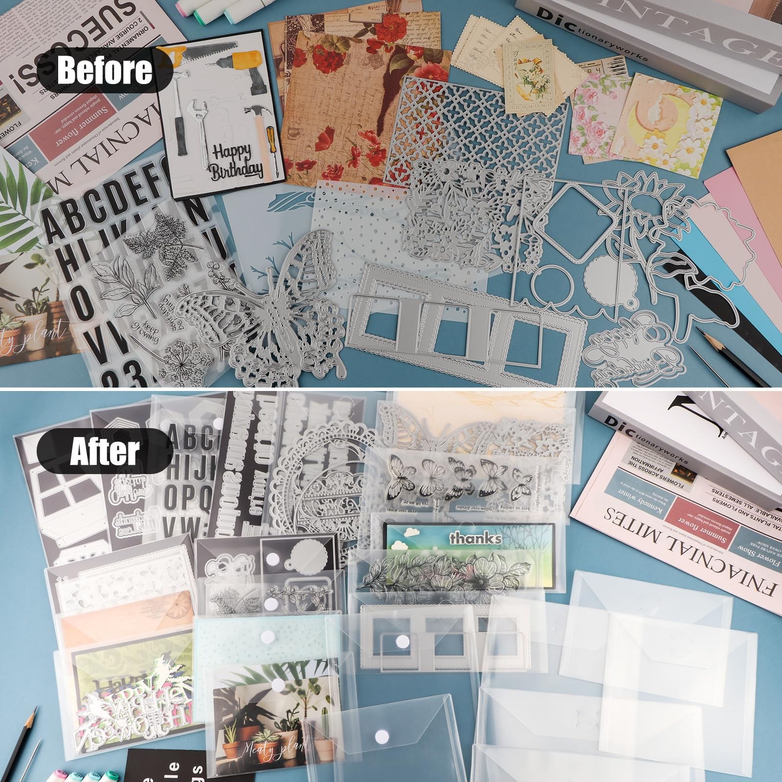 Resealable Plastic Storage Envelopes Pockets For Dies Stencil 7×9.4 In 50 PCS