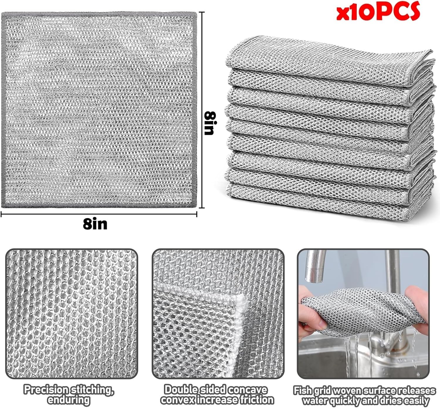 10 Pieces Dishwashing Cloth Multipurpose Premium Metal Wire Dishwashing Cleaning