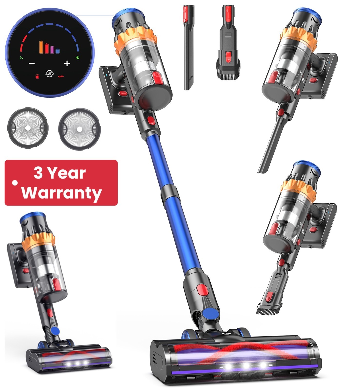 V28 Cordless Vacuum Cleaner Brushless Motor 45kpa 550W 65min Runtime Rechargeble